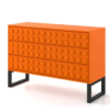 Orange Block Solid Wood 6 Drawer Sideboard
