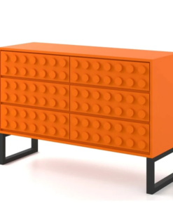 Orange Block Solid Wood 6 Drawer Sideboard