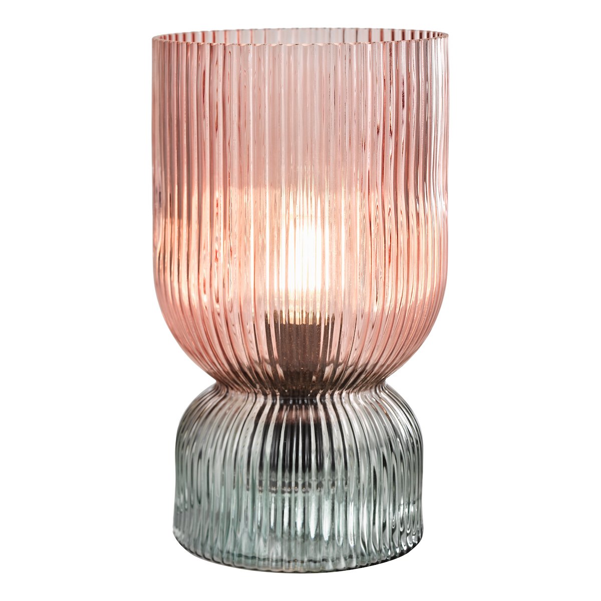 Rhubarb Table Lamp in Pink and Green Ribbed Glass - Image 3