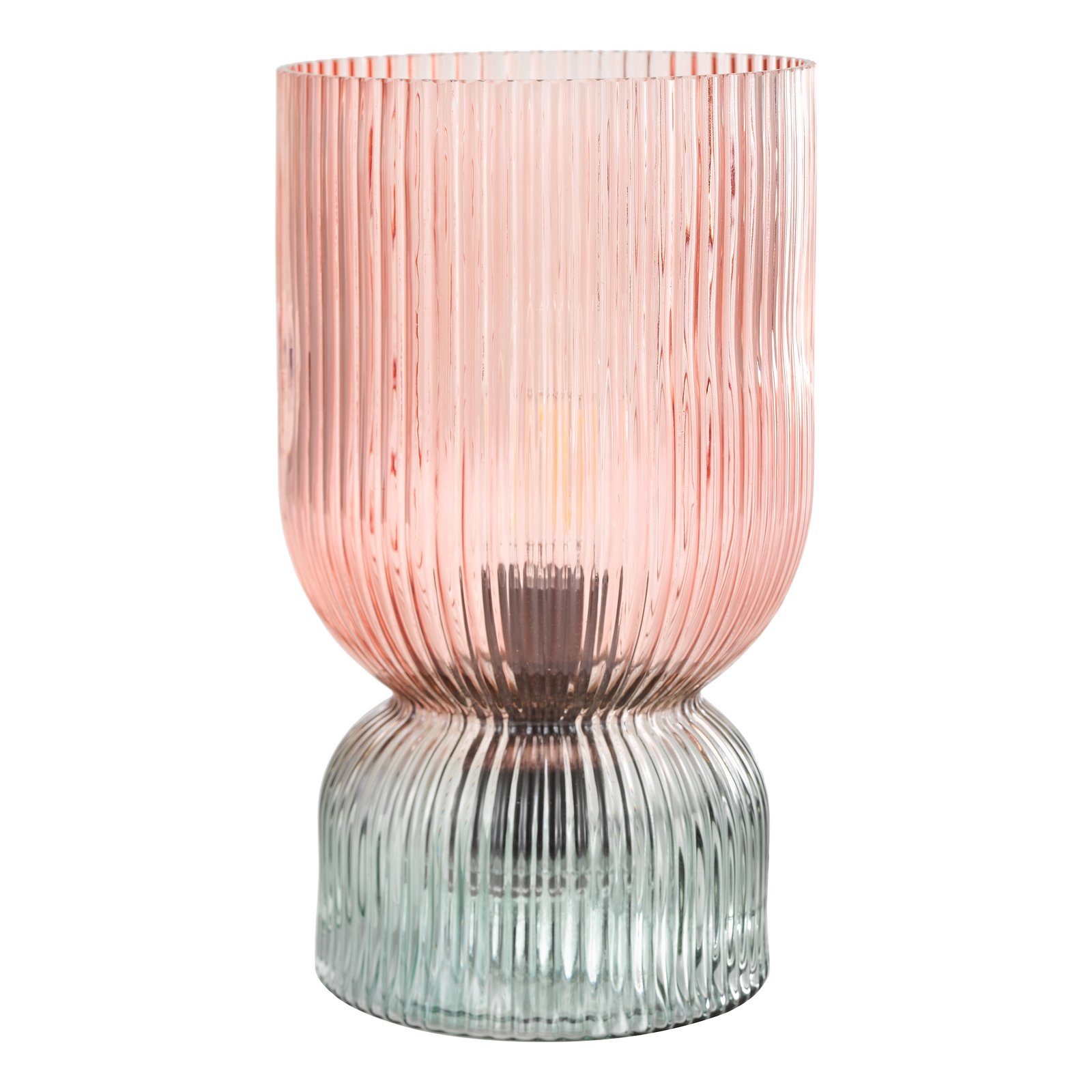 Rhubarb Table Lamp in Pink and Green Ribbed Glass - Image 6