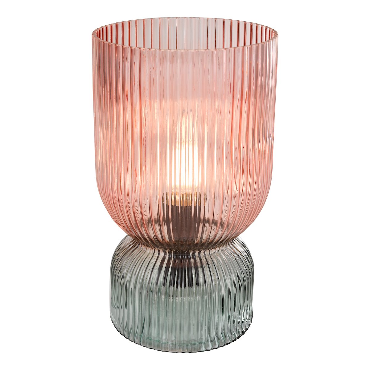 Rhubarb Table Lamp in Pink and Green Ribbed Glass - Image 4