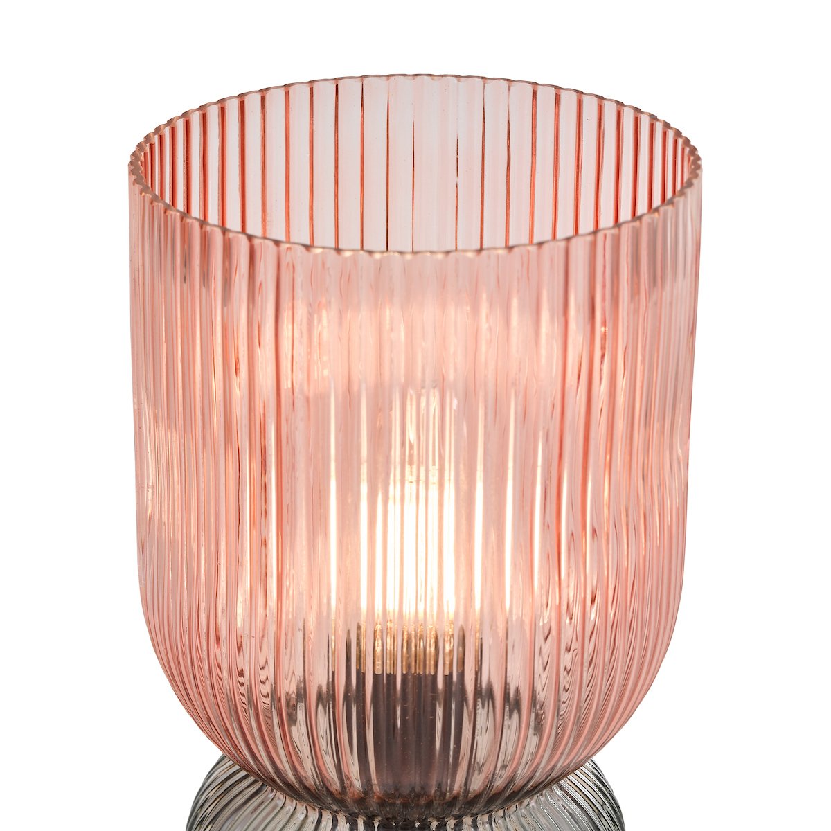 Rhubarb Table Lamp in Pink and Green Ribbed Glass - Image 5