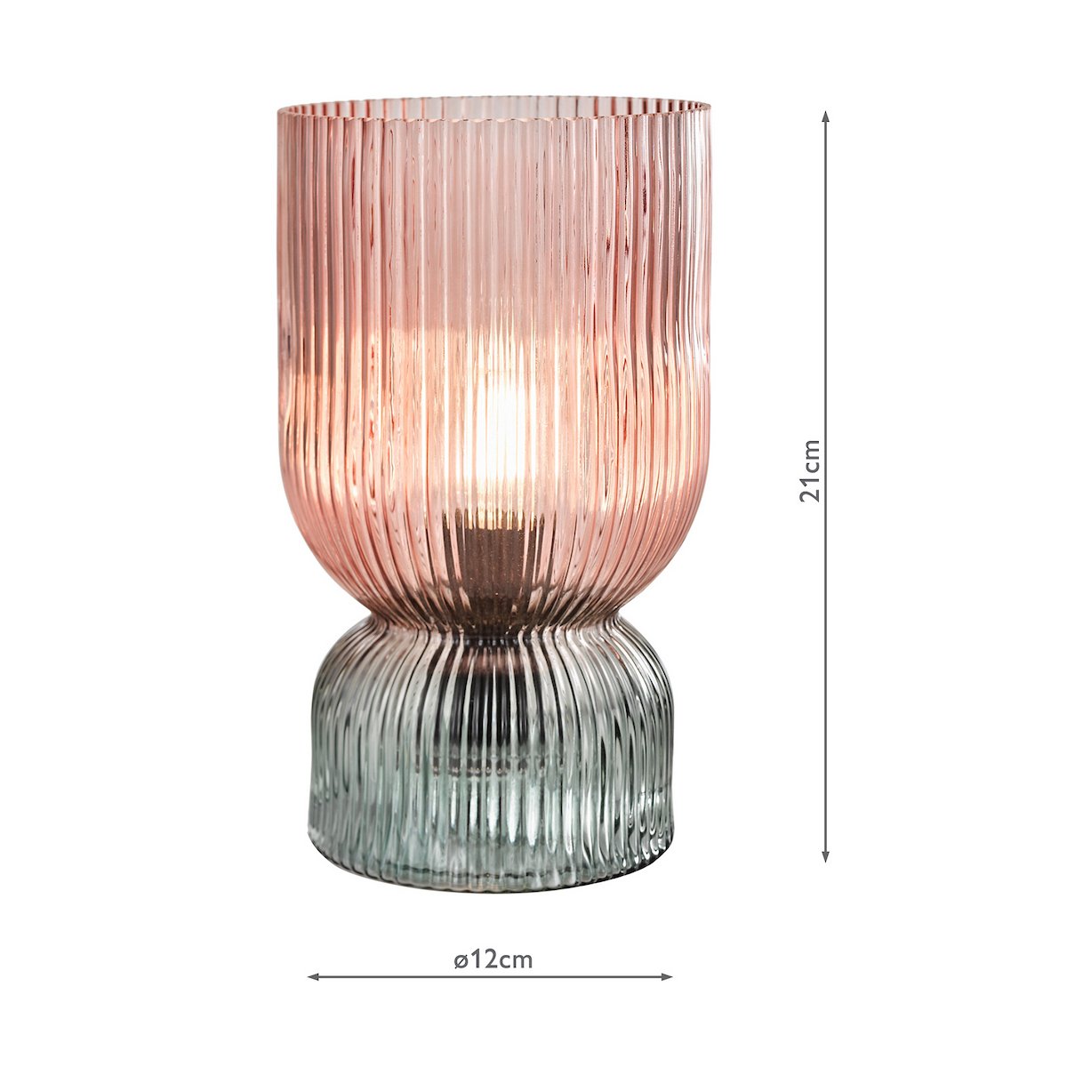 Rhubarb Table Lamp in Pink and Green Ribbed Glass - Image 8