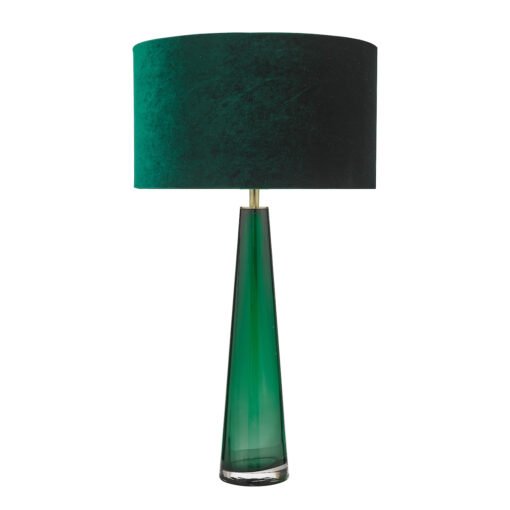 Samara Table Lamp Green Glass with Velvet Shade - Image 5