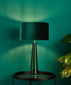 Samara Table Lamp Green Glass with Velvet Shade