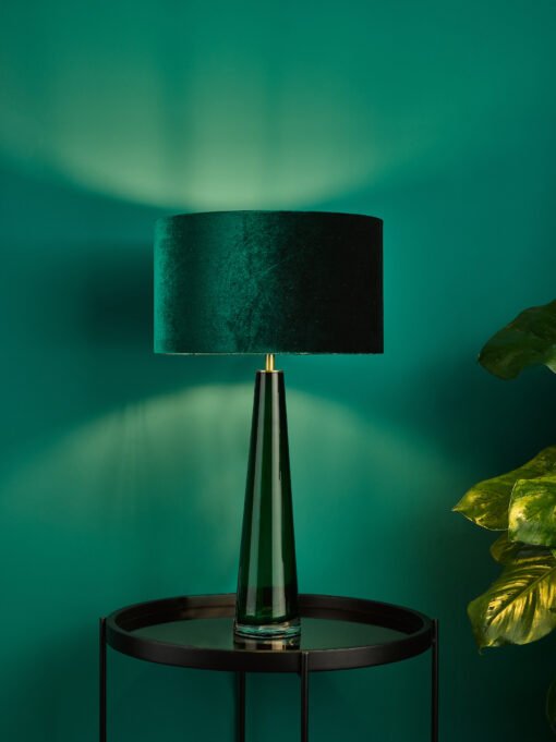 Samara Table Lamp Green Glass with Velvet Shade