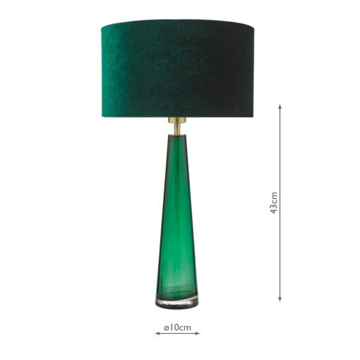 Samara Table Lamp Green Glass with Velvet Shade - Image 6