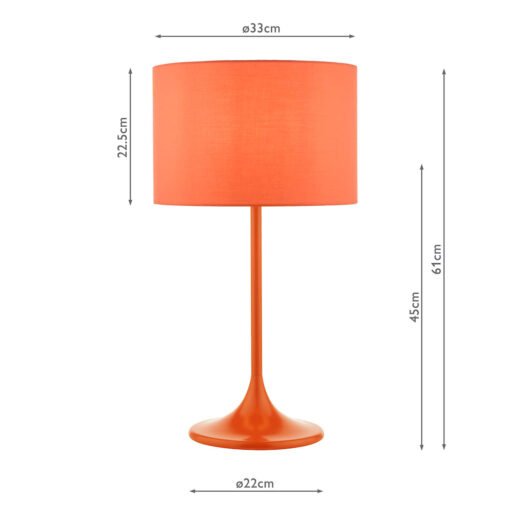 Toledo Table Lamp Satin Orange with Shade - Image 7