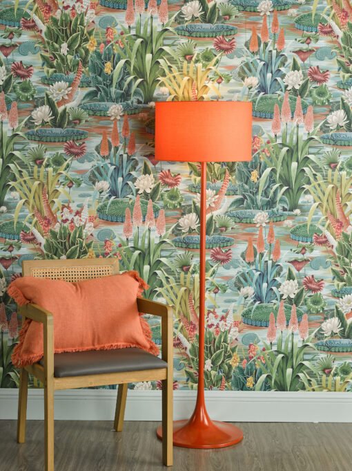 Toledo Floor Lamp Satin Orange with Shade