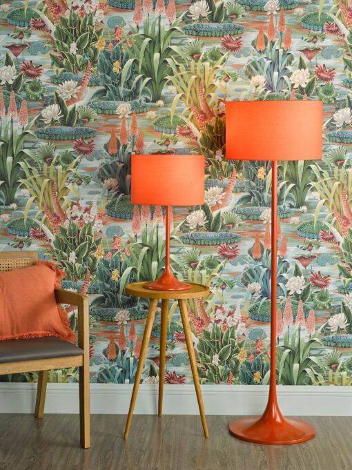 Toledo Floor Lamp Satin Orange with Shade - Image 9