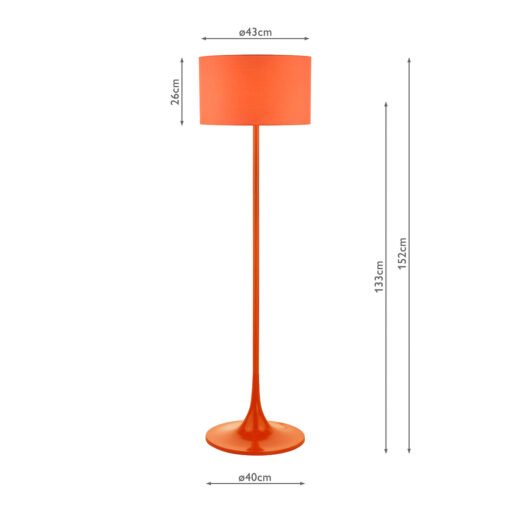 Toledo Floor Lamp Satin Orange with Shade - Image 8