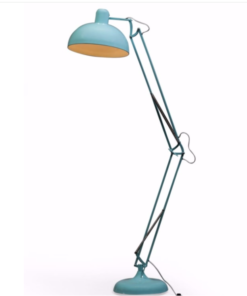 Traditional Anglepoise Style Floor Lamp in Pale Blue (Grey Flex)