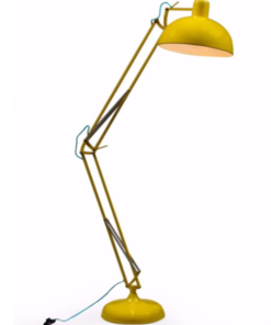 Traditional Anglepoise Style Floor Lamp in Yellow (Blue Flex)