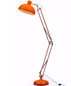 Traditional Anglepoise Style Floor Lamp in Orange (Blue Flex)