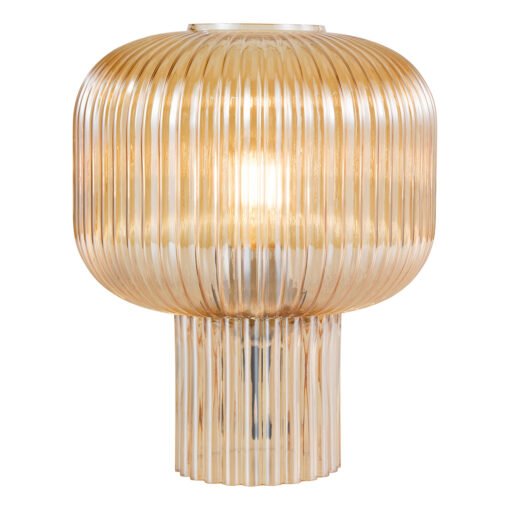 Demarius Table Lamp in Amber Ribbed Glass - Image 5