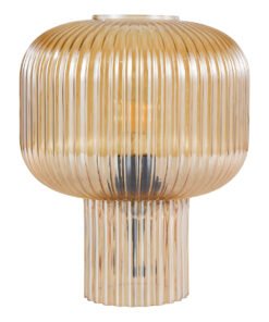 Alternative view of Demarius Table Lamp in Amber Ribbed Glass