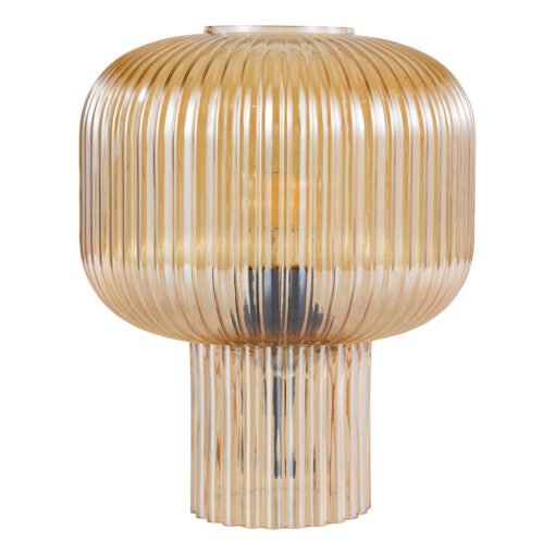 Demarius Table Lamp in Amber Ribbed Glass - Image 2
