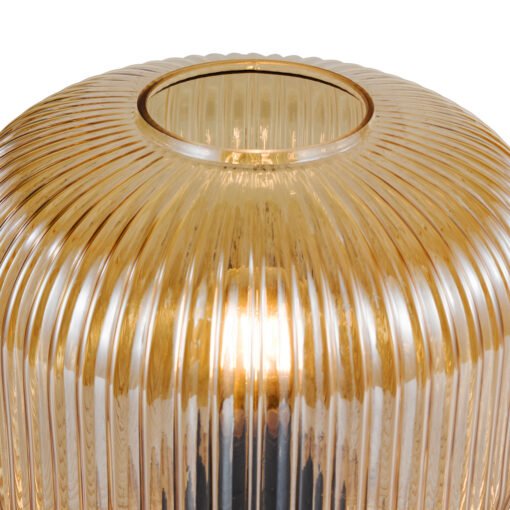 Demarius Table Lamp in Amber Ribbed Glass - Image 7