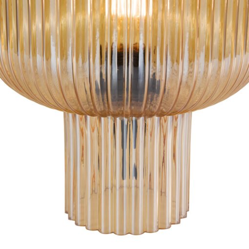 Demarius Table Lamp in Amber Ribbed Glass - Image 3