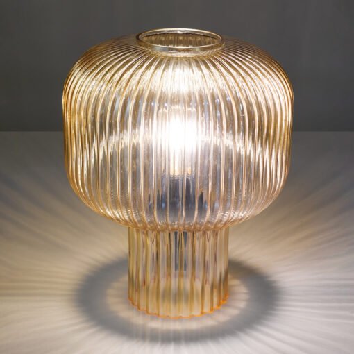 Demarius Table Lamp in Amber Ribbed Glass - Image 4