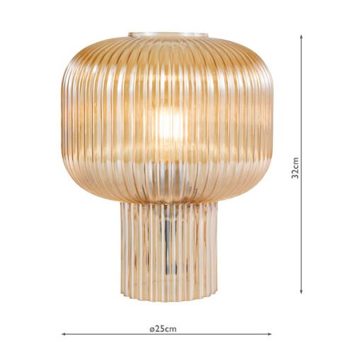 Demarius Table Lamp in Amber Ribbed Glass - Image 6