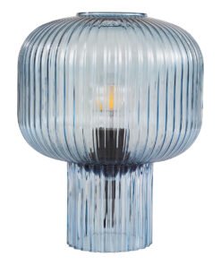 Alternative view of Demarius Table Lamp in Blue Ribbed Glass