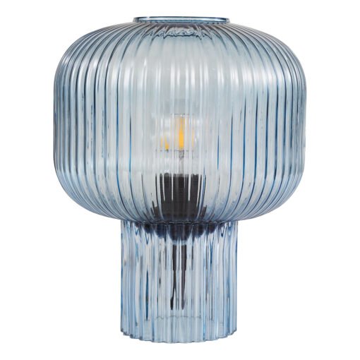 Demarius Table Lamp in Blue Ribbed Glass - Image 2