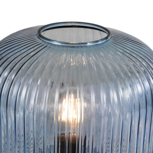 Demarius Table Lamp in Blue Ribbed Glass - Image 4