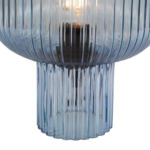Demarius Table Lamp in Blue Ribbed Glass - Image 5