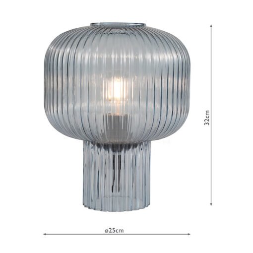 Demarius Table Lamp in Blue Ribbed Glass - Image 6