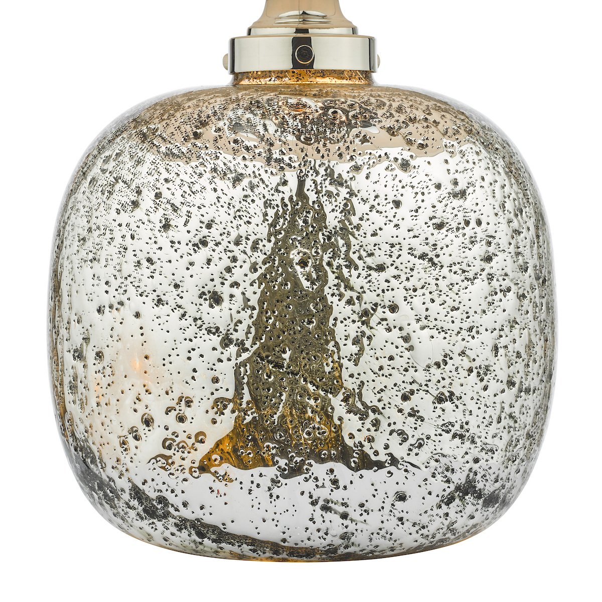 Lava Dual Light Table Lamp Polished Nickel Volcanic Glass with Natural Linen Shade - Image 6