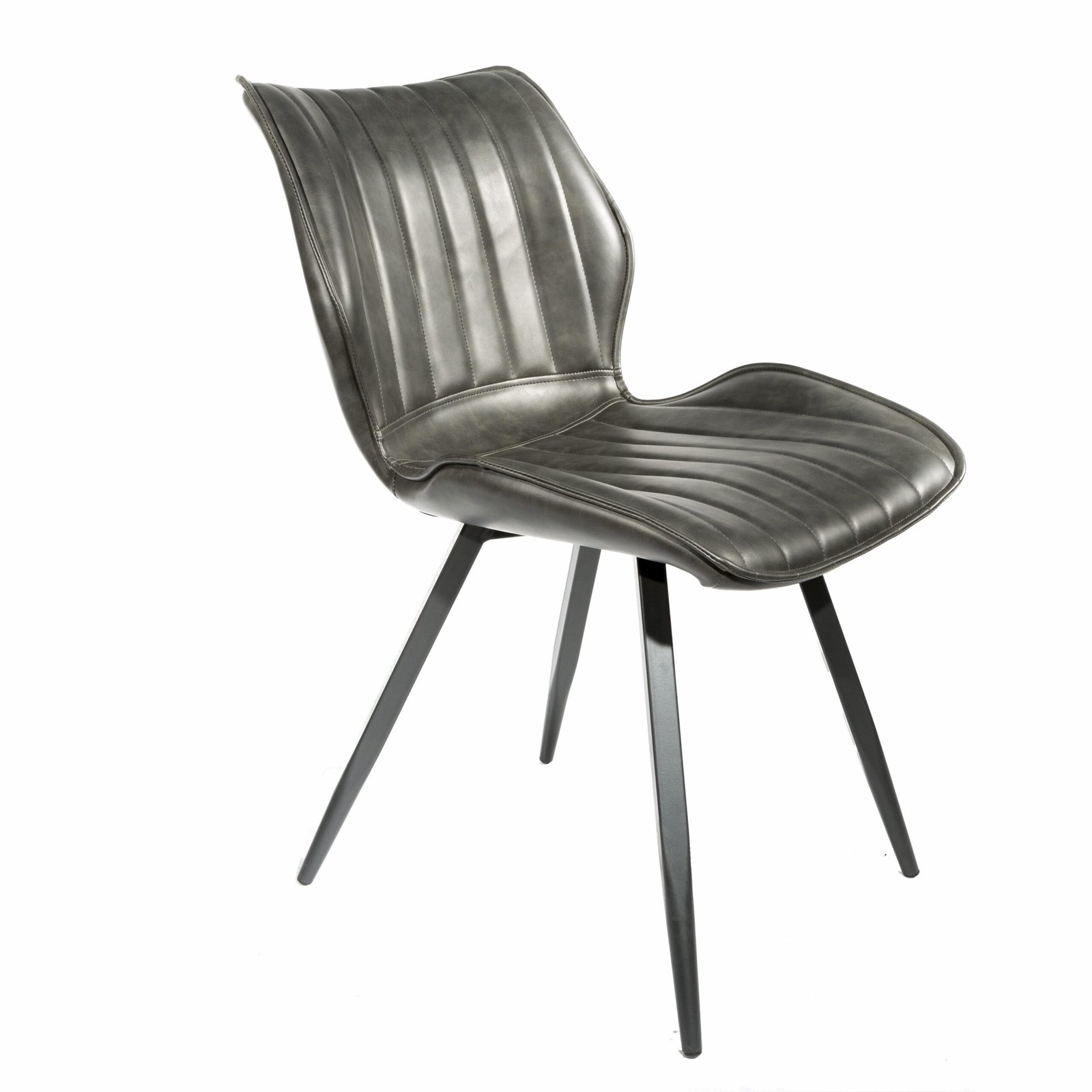 Set of 2 Manhattan Dining Chairs in Grey Vegan Leather - Image 3