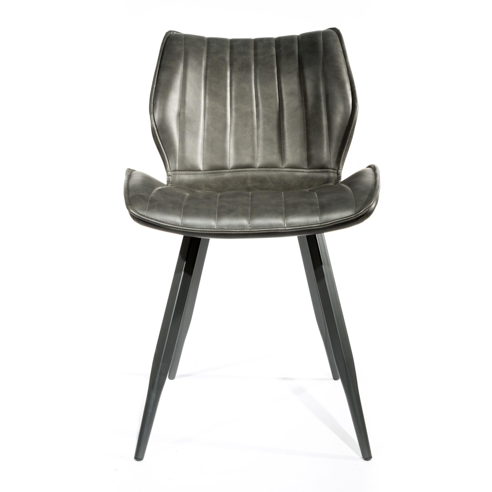 Set of 2 Manhattan Swivel Dining Chairs in Grey Vegan Leather - Image 2
