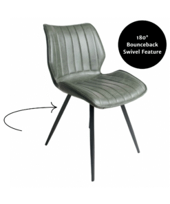 Set of 2 Manhattan Swivel Dining Chairs in Forest Green Vegan Leather