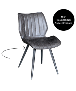 Set of 2 Manhattan Swivel Dining Chairs in Grey Vegan Leather