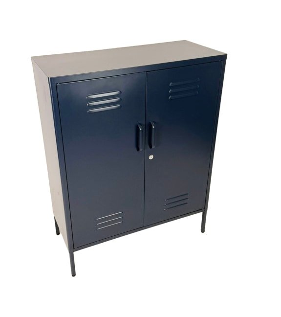 Vintage Style Medium Metal Locker Cabinet in Navy - Image 4