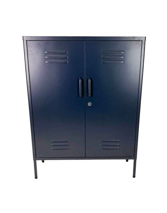 Vintage Style Medium Metal Locker Cabinet in Navy - Image 2