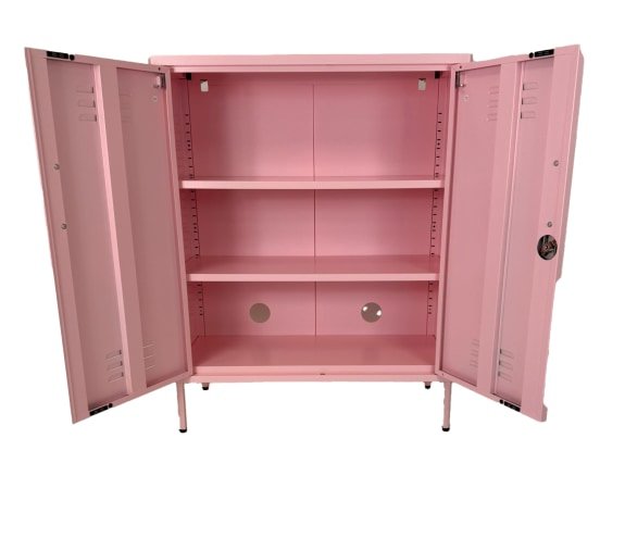 Vintage Style Medium Metal Locker Cabinet in Pink - Image 3