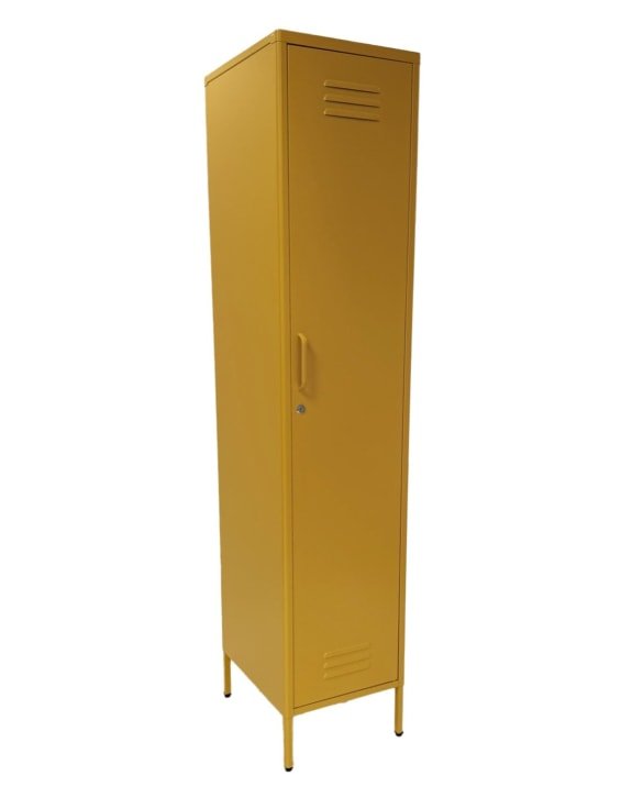 Vintage Style Tall Metal Locker in Yellow - Image 2