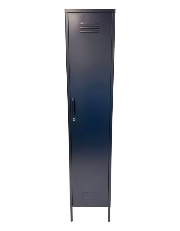 Vintage Style Tall Metal Locker in Navy - Image 3