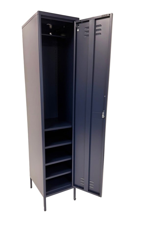Vintage Style Tall Metal Locker in Navy - Image 2