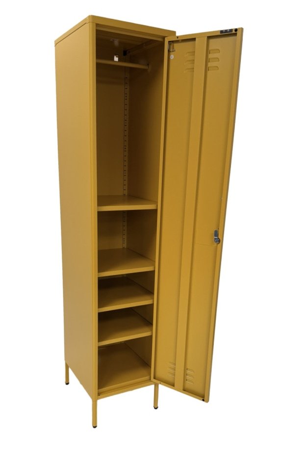 Vintage Style Tall Metal Locker in Yellow - Image 3