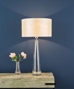 Alternative view of Samara Table Lamp Chrome and Clear Glass with Ivory Cotton Mix Shade