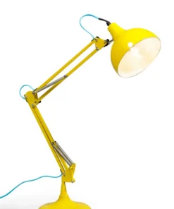 Traditional Anglepoise Style Desk Lamp in Yellow (Blue Flex)