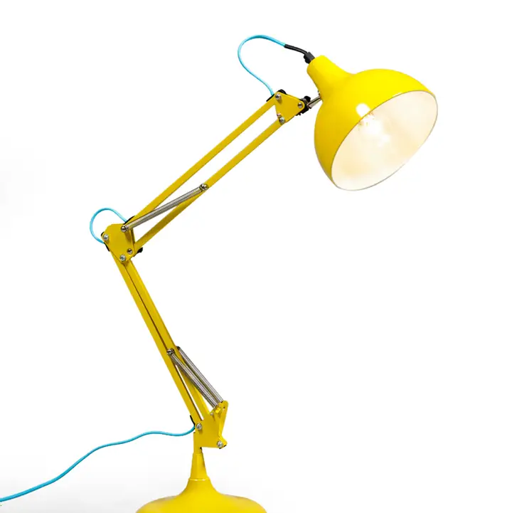 Traditional Anglepoise Style Desk Lamp in Yellow (Blue Flex)