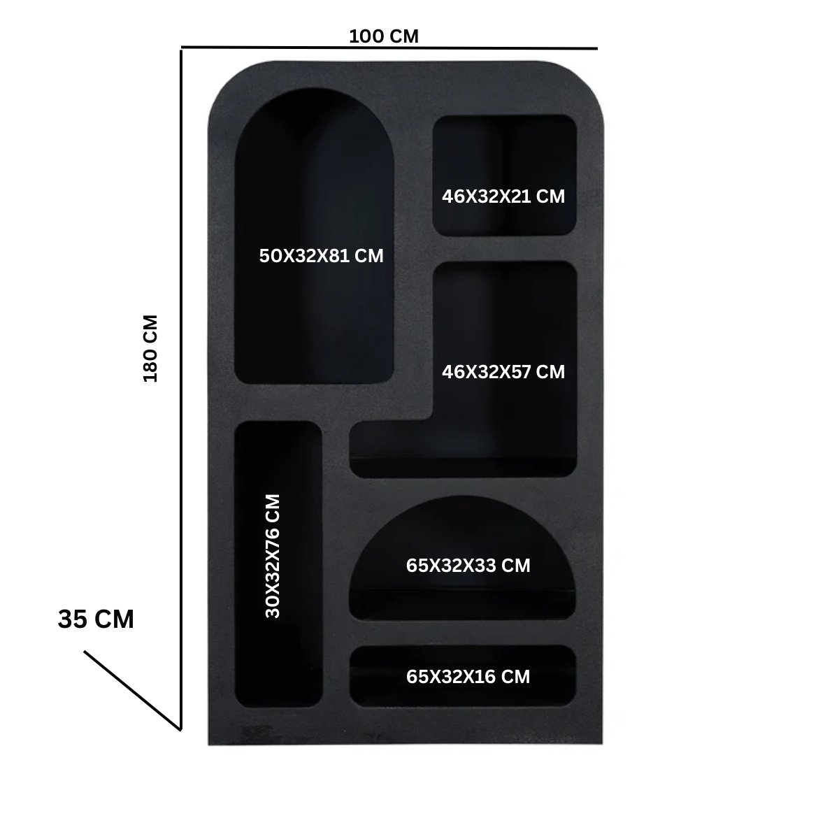 Concept Black Tall Geometric Bookcase - Image 7