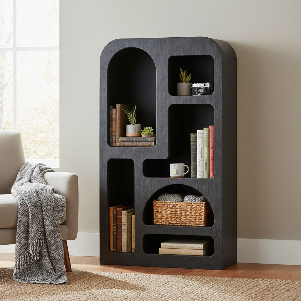 Concept Black Tall Geometric Bookcase