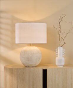 Havana Large Natural Ceramic Table Lamp with White Linen Shade