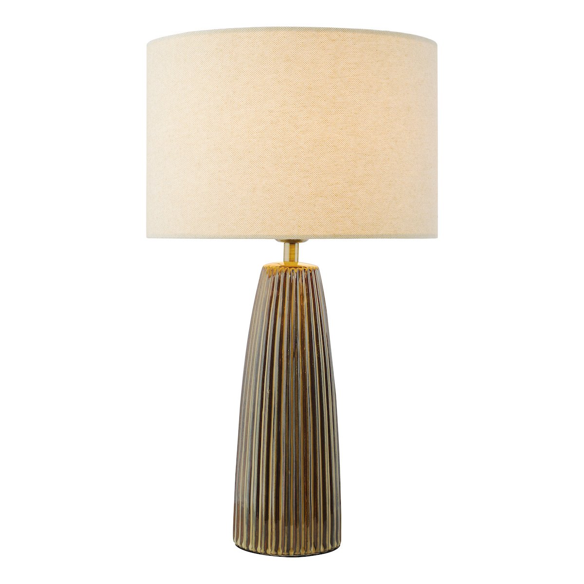 Kaulana Brown Ceramic Table Lamp with Natural Cotton Mix Shade - Image 3