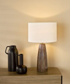 Kaulana Brown Ceramic Table Lamp with Natural Cotton Mix Shade